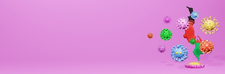 3d rendering of the spread of the covid 19 or corona virus in Malawi for displaying data on websites and social media