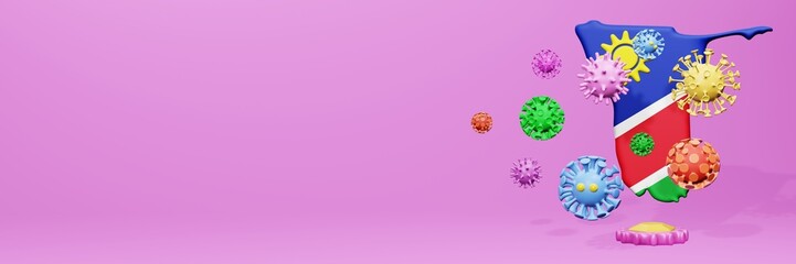 3d rendering of the spread of the covid 19 or corona virus in Namibia for displaying data on websites and social media