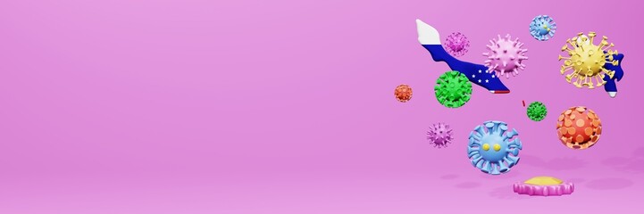 3d rendering of the spread of the covid 19 or corona virus in Netherlands Antilles for displaying data on websites and social media