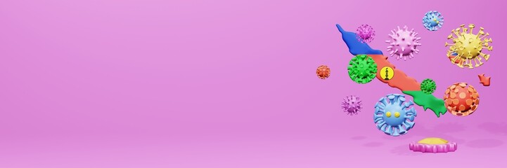 3d rendering of the spread of the covid 19 or corona virus in New Caledonia for displaying data on websites and social media