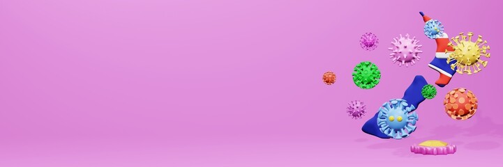 3d rendering of the spread of the covid 19 or corona virus in New Zealand for displaying data on websites and social media