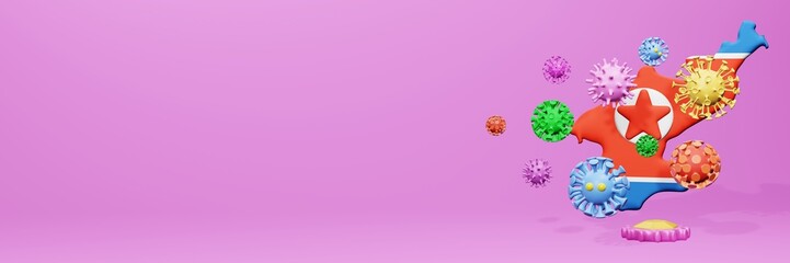 3d rendering of the spread of the covid 19 or corona virus in North Korea for displaying data on websites and social media