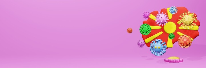 3d rendering of the spread of the covid 19 or corona virus in North Macedonia for displaying data on websites and social media