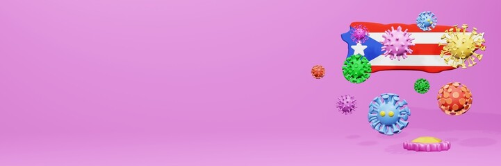 3d rendering of the spread of the covid 19 or corona virus in Puerto Rico for displaying data on websites and social media