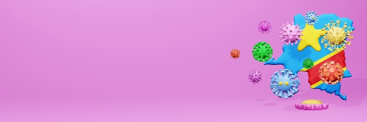3d rendering of the spread of the covid 19 or corona virus in Republic Democratic of the Congo for displaying data on websites and social media