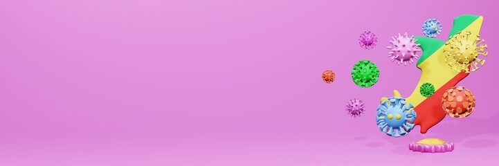 3d rendering of the spread of the covid 19 or corona virus in Republic of Congo for displaying data on websites and social media