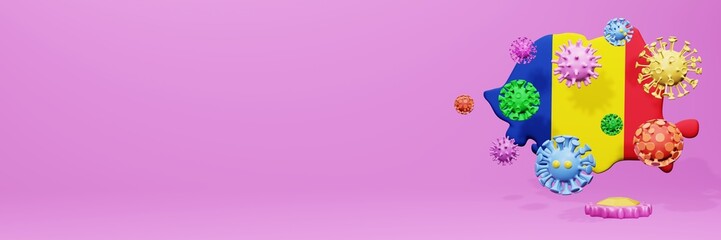 3d rendering of the spread of the covid 19 or corona virus in Romania for displaying data on websites and social media