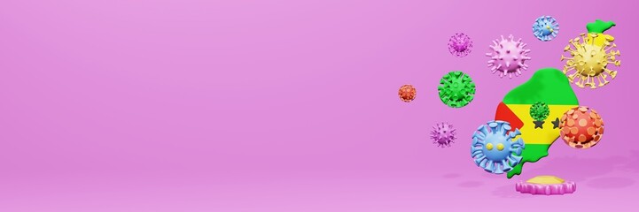 3d rendering of the spread of the covid 19 or corona virus in Sao Tome and Principe for displaying data on websites and social media