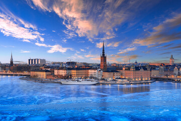 Belle vue hivernale de stockholm