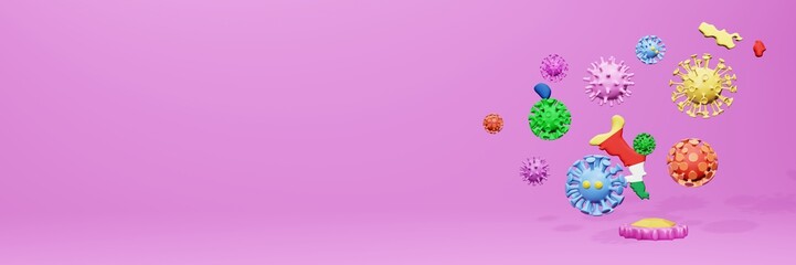 3d rendering of the spread of the covid 19 or corona virus in Seychelles for displaying data on websites and social media