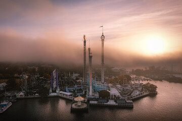 sunset over the harbor