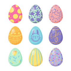 Set of colorful Easter eggs isolated on white background