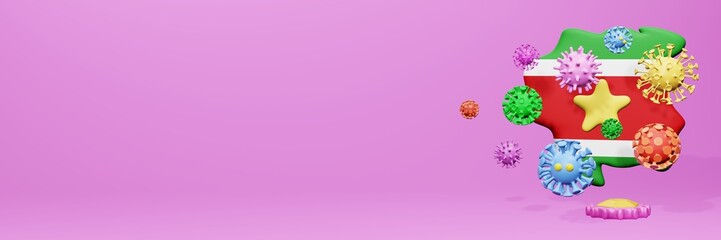 3d rendering of the spread of the covid 19 or corona virus in Suriname for displaying data on websites and social media