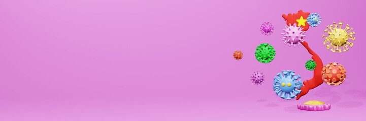 3d rendering of the spread of the covid 19 or corona virus in Vietnam for displaying data on websites and social media