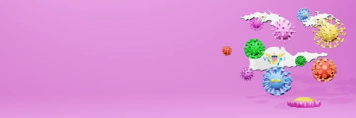 3d rendering of the spread of the covid 19 or corona virus in Virgins Island for displaying data on websites and social media