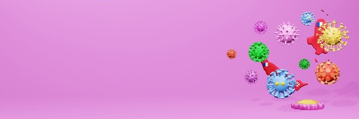 3d rendering of the spread of the covid 19 or corona virus in Wallis and Futuna for displaying data on websites and social media