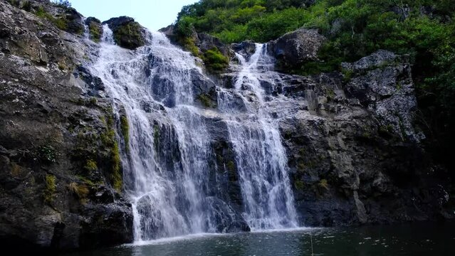 View of the watefall at cascades in Mauritius
