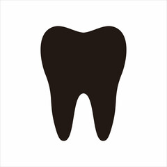 black Tooth icon design isolated,  dental vector template on white background.