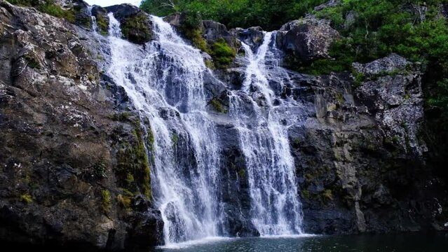 View of the watefall at cascades in Mauritius
