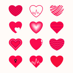 Flat hearts collection for valentine's day.