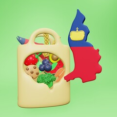3d depiction of nutritional needs and consumption for a healthy brain in Liechtenstein