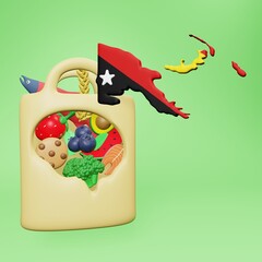 3d depiction of nutritional needs and consumption for a healthy brain in Papua New Guinea