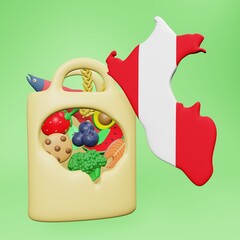 3d depiction of nutritional needs and consumption for a healthy brain in Peru