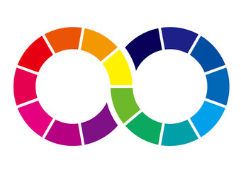 色相環で作られた無限のマーク・シンボルのイラスト、アブストラクト、ビジネスイメージ、SDGs、循環