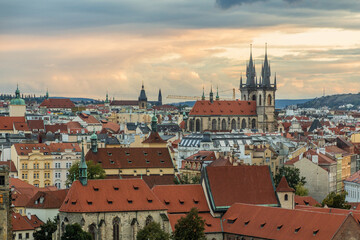 Obraz premium Skyline of Prague with the Church of Our Lady before Tyn, Czech Republic
