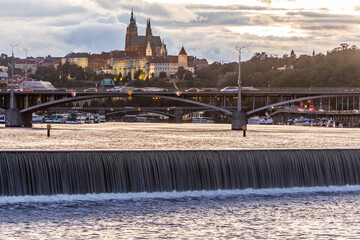 Skyline of Prague with Stefanikuv bridge and the Castle, Czech Republic © Matyas Rehak