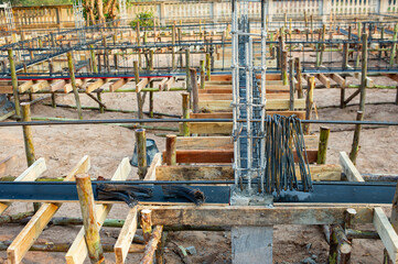 Building a house starts from making a structure from steel and wood.