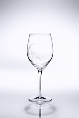 wine glass on white reflective background