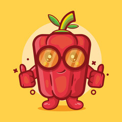 cute red paprika character with thumb up hand gesture isolated cartoon in flat style design. great resource for icon,symbol, logo, sticker,banner.