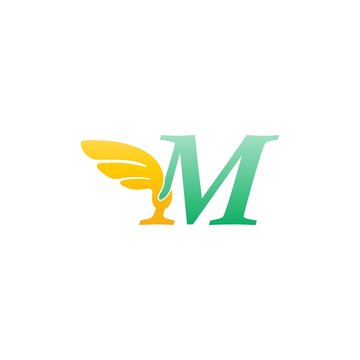 Letter M logo icon illustration with wings