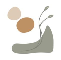 Botanical wall art vector set. Earth tone boho foliage illustration line art drawing with abstract shape. Abstract Plant Art design for print, cover, wallpaper, Minimal and natural wall art