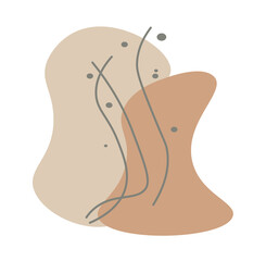 Botanical wall art vector set. Earth tone boho foliage illustration line art drawing with abstract shape. Abstract Plant Art design for print, cover, wallpaper, Minimal and natural wall art