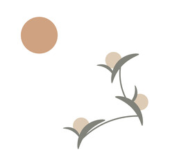 Botanical wall art vector set. Earth tone boho foliage illustration line art drawing with abstract shape. Abstract Plant Art design for print, cover, wallpaper, Minimal and natural wall art