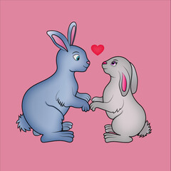 2 adorables conejos animados en una relaci&oacute;n.