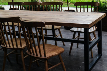 tables and chairs in a restaurant