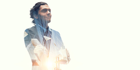 Portrait of an handsome confident business man . Mixed media