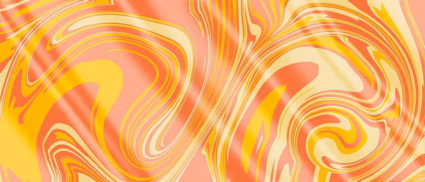 Orange Liquid Marble Ink Scape Abstract Background