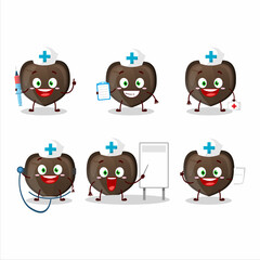 Doctor profession emoticon with love chocolate candy cartoon character