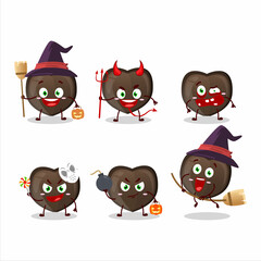 Halloween expression emoticons with cartoon character of love chocolate candy