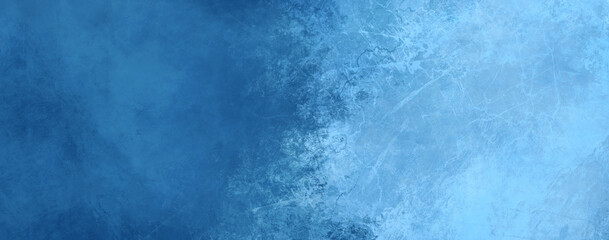 Dark blue and light white blue grunge background abstract marbled stone wall texture and icy pattern in panoramic web header banner backdrop template