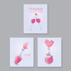Collection of vector postcards for Valentine's Day.