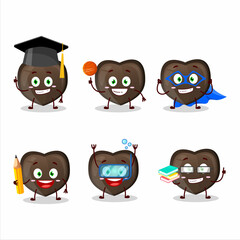 School student of love chocolate candy cartoon character with various expressions
