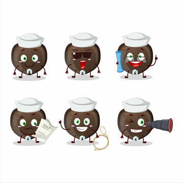 A character image design of love chocolate candy as a ship captain with binocular