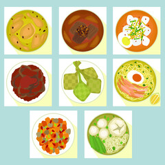 flat vector illutration design of indonesia traditional cuisine