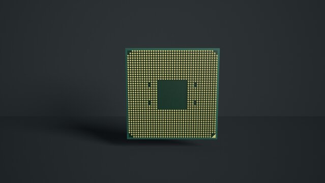 Image of cpu processor chip on a black background. Equipment and computer hardware. Central Processing Unit., Microprocessor.