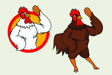 flat vector illustration design of rooster logo and mascot. can be use for print media
